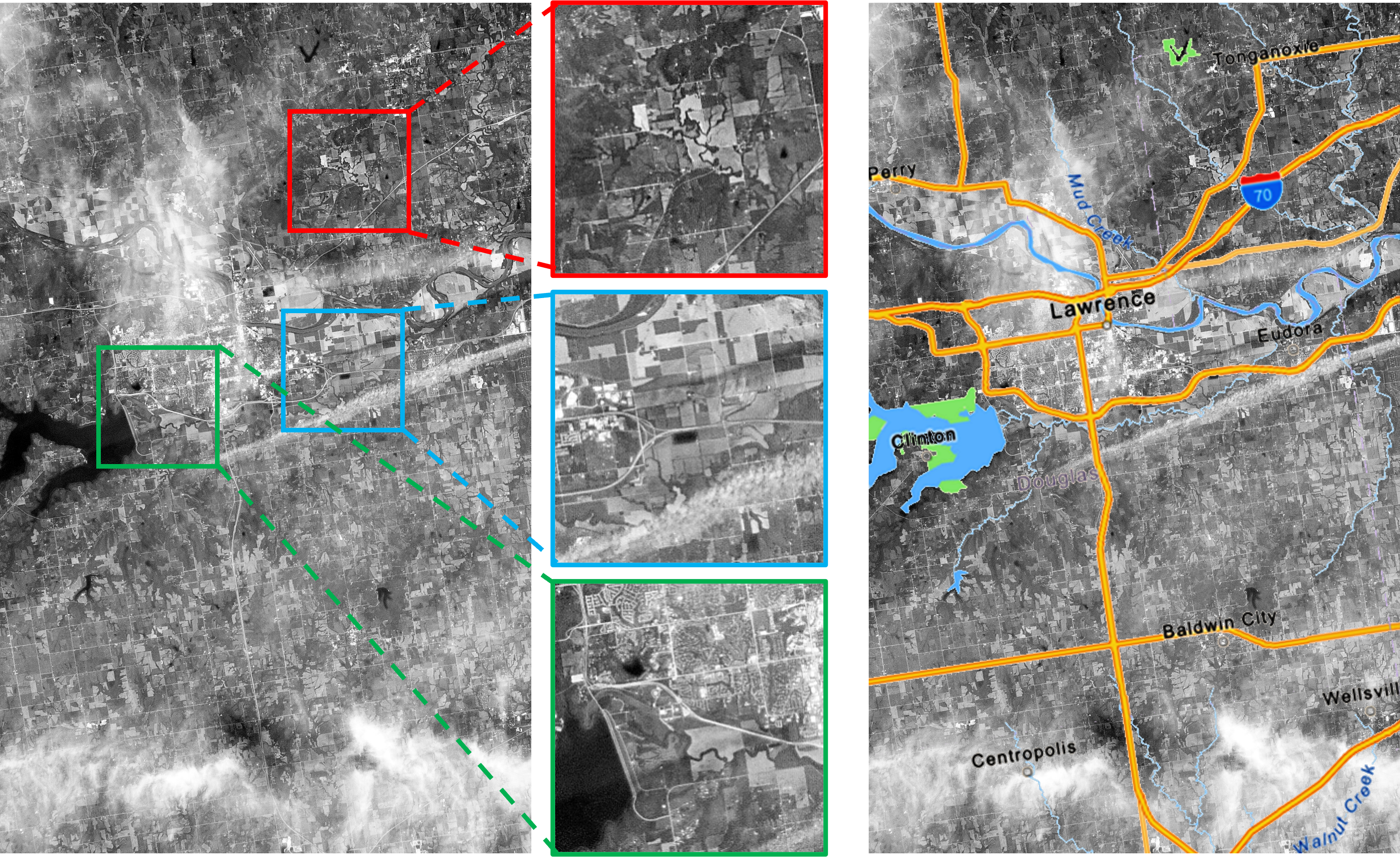 The technology demonstration satellite HIBARI captured the image near Lawrence, Kansas, USA.